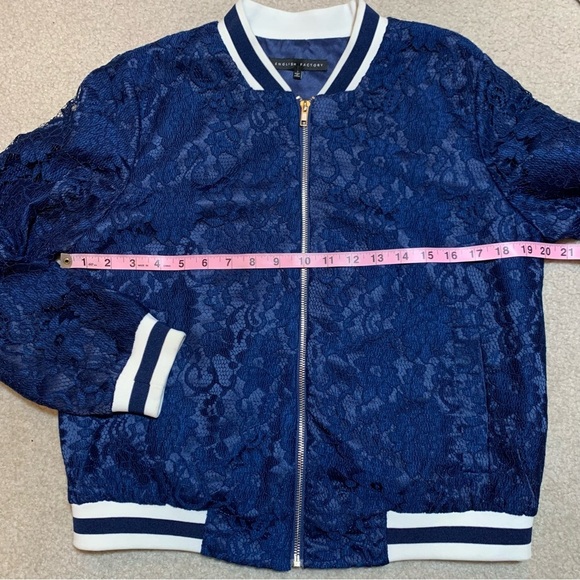 NWOT English Factory Lace Bomber Jacket Navy Blue Women Small - Picture 5 of 7
